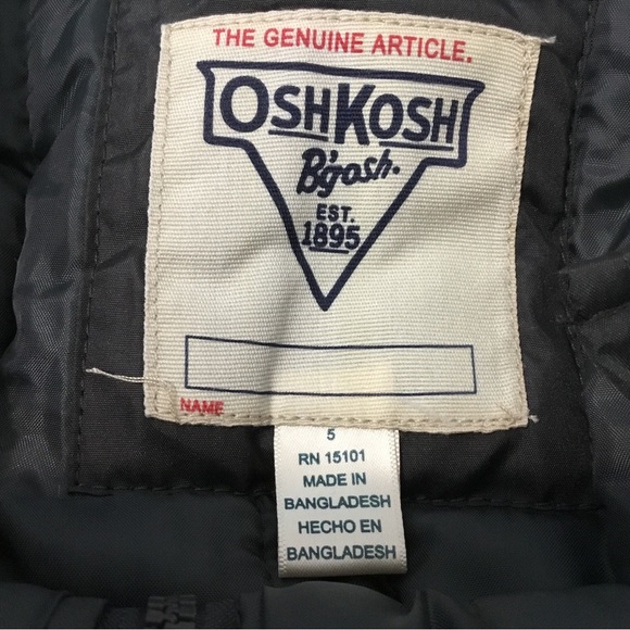 NWT OshKosh B’gosh Bib Snow Suit Overalls size 5 Gray Unisex - Picture 5 of 9